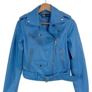Zara Blue Women's Biker Jacket